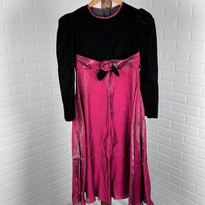 My Michelle Dress Girls 12 Black Pink Princess Velvet Satin Shimmer Long Formal - Picture 1 of 10