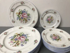 Plates~TableTops Unlimited Victoria 10" & 7 1/2” Dinner & Salad Plates 14 Pc - Picture 1 of 5