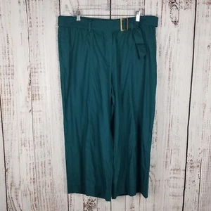 J. Jill Women Teal Green Wide Leg Crop Elastic Waist High Rise Pants Size XL New - Picture 1 of 6