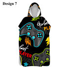Video Game Gamepad Adult Kid Hooded Beach Poncho Towel Changing Robe with Button