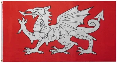 3x5 British White Dragon English Red 100D Woven Poly Nylon 3'x5' Flag Banner - Image 1 of 4