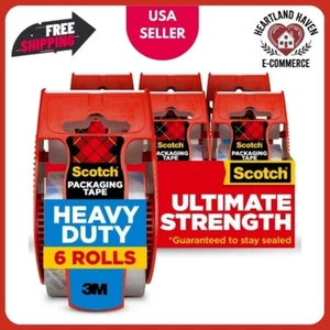 Scotch Heavy Duty Shipping Tape 1.88" x 22.2 Yd, 6 Rolls with Dispensers, NEW!.. - Picture 1 of 12