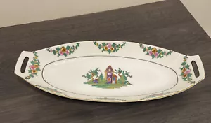 Vintage Noritake Japan Petit Point Flower House 12" Celery Dish Red M *No Chips* - Picture 1 of 7
