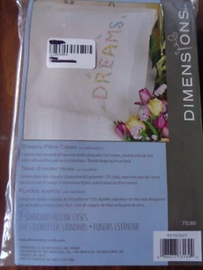 DIMENSIONS STAMPED PILLOWCASES FOR EMBROIDERY DREAMS - Picture 1 of 2