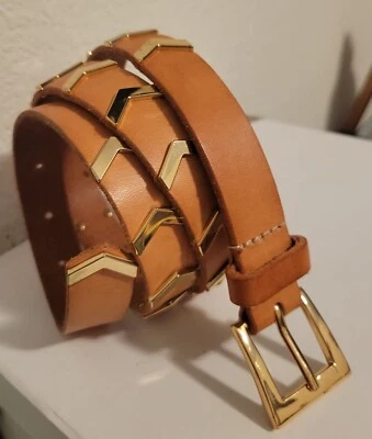 Linea Pelle Collection Women’s Leather Belt Gold Chevron Accents Size S - Image 1 of 4