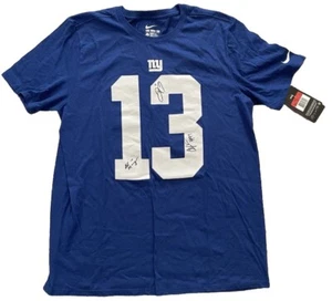 Odell Beckham Jr Signed Giants T-Shirt With Eli Manning Cullen Jenkins Autograph - Picture 1 of 6
