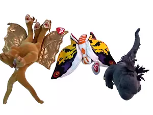 Godzilla TY Beanie Babies Godzilla Black Eyes King Ghidorah & Mothra New w Tags - Picture 1 of 7