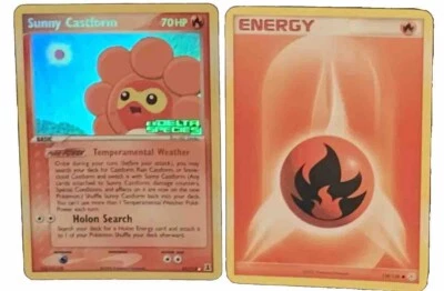 Sunny Castform Ex Delta Species Rainbow Holo + 1 Energy Fire 2005 Pokémon Cards - Image 1 of 4