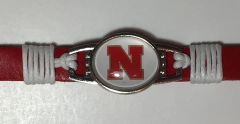 New Nebraska Cornhuskers Leather Adjustable Bracelet, Gift for Her Mom Him Dad Cover