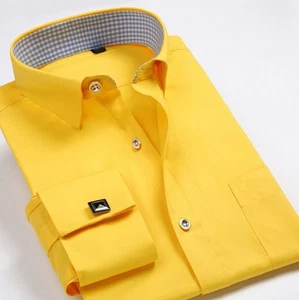 Mens Long Sleeves Shirts French Cuff The White Collar Dress Business Work Shirts - Picture 1 of 15