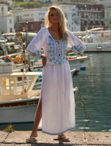 BNWOT Medium (M) Melissa Odabash Sienna Long White Long Sleeve Coverup Kaftan - Picture 1 of 4