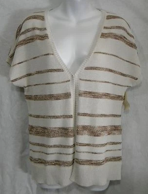 Cardigã Coldwater Creek tamanho S 8 listras bronze brilho malha aberta novo com etiquetas - Imagem 1 de 4