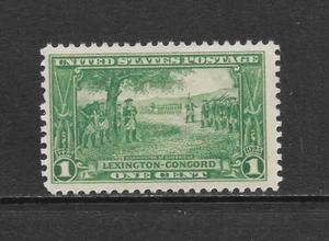 UNITED STATES SCOTT 617 MNH F/VF - 1925 1c DP GREEN LEXINGTON-CONCORD ISSUE (A) - Picture 1 of 2