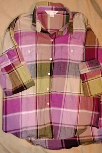 Old Navy The Boyfriend Shirt Long Sleeved Women's Flannel Shirt Large - Picture 1 of 3