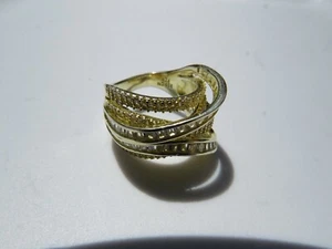 Fuzion Creations Sterling Silver colored Gold Cubic Zirconia Ring - New - Size 4 - Picture 1 of 1