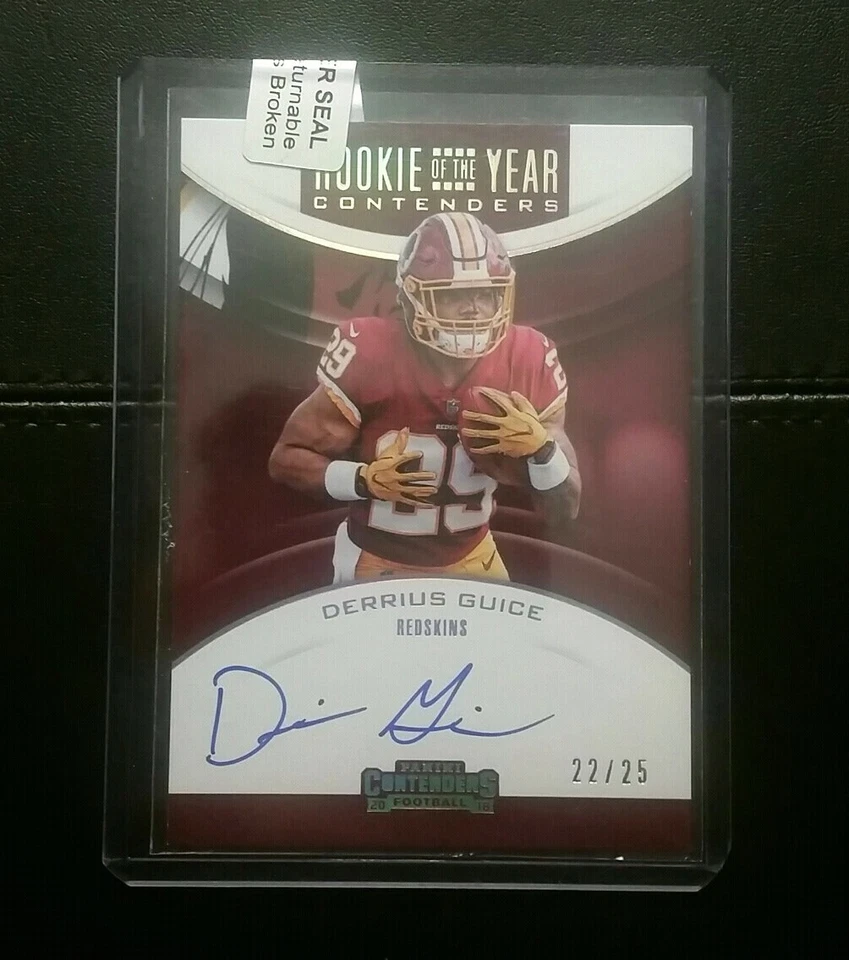 #22/25 Derrius Guice Rookie Auto 2018 Panini Contenders LSU Redskins Autograph - Image 1 of 1