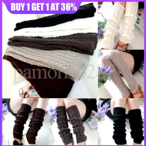Women Ladies Warm Winter Leg Warmers Long Knit Knitted Crochet Socks Leggings - Picture 1 of 17