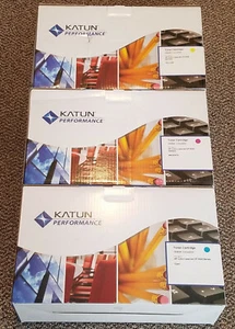 Set of 3x Katun CE251A CE252A CE253A CYM Toner Cartridges for HP CP 3525 Series - Picture 1 of 7