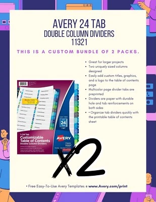 ✨ Avery 24 Tab - Double Column Dividers - 11321 ✨ Lot of 2 - Image 1 of 4