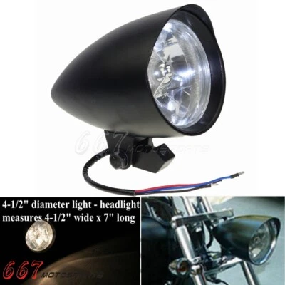 Tri-Bar Bullet Headlight For Harley Sportster 1200 883 Chopper Bobber Big Twins - Image 1 of 4