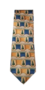 Boston Traders Silk Tie Tree Multicolor Background 3.75" X 58" USA - Picture 1 of 4