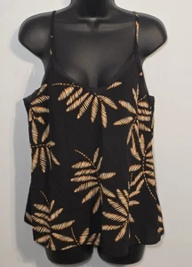 Cami con correa de espagueti con estampado tropical negro talla mediana A New Day para mujer - Imagen 1 de 8