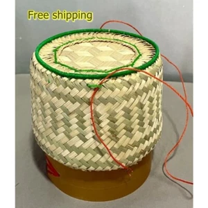 Thai Lao Sticky Rice Bamboo Basket Steamer Storage Steam Weaving Kitchen Cuisine - Picture 1 of 6