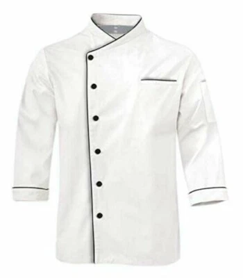 Men's Chef Coat Long Sleeve Kitchen Jacket  Work Uniform Hotel Dress Custom Size - Image 1 of 4