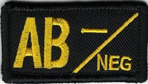 Yellow Black Blood Type AB- Negative Patch Fits For VELCRO® BRAND Loop Fastener - Picture 1 of 1