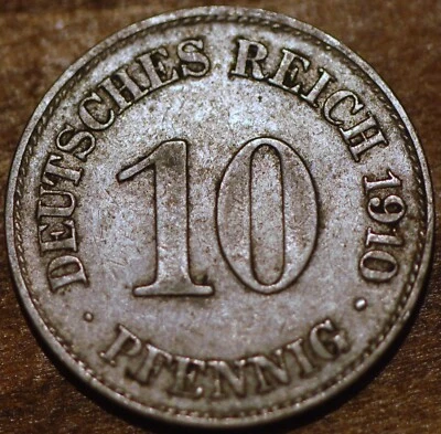 Germany Empire 10 Pfenning 1910 E  KM#12 (G+046) - Image 1 of 2