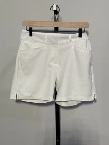 Women's Adidas White Athletic Performance Tech Bermuda Shorts Size 8 - Picture 1 of 4