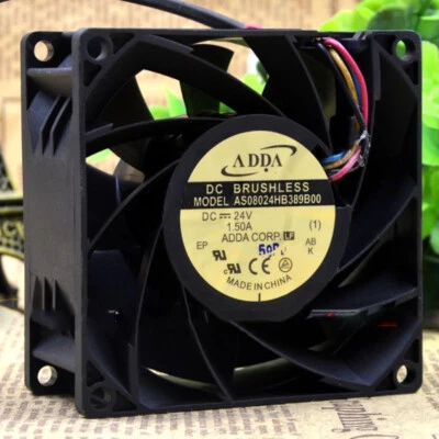 ADDA AS08024HB389B00 24V 1.5A 8038 8cm 4-wire Industrial Cooling Violent Fan - Image 1 of 4