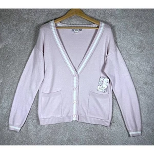 Neu mit Etikett Pink Republic Strickjacke XS Rouge weiß adretter VNeck Knopfleiste Strickpullover - Bild 1 von 9
