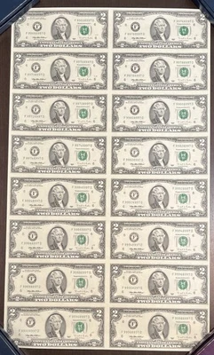 1995 $2 UNCUT UNCIRCULATED 16 Banknotes - Image 1 of 4
