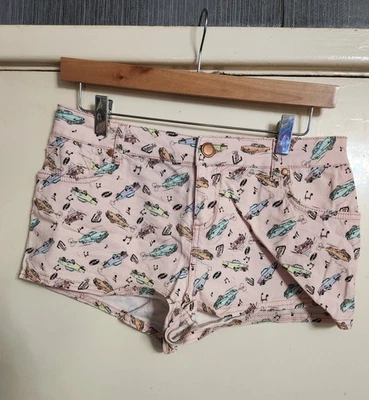 Denim Co. Size 12 Retro Car Pink Mini Shorts - Image 1 of 4