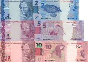 Brazil 3 PCS Set: 2, 5, 10 Reais (ND/2024) - p-252a, p-253a, p-254a "AA" UNC - Picture 1 of 4