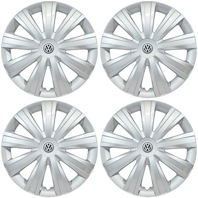 👀 ПОДХОДИТ для Volkswagen Jetta Golf Passat # PRT-1046-15S-L 15» колпаки колес + логотип набор/4 ✅ - Изображение 1 из 4