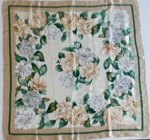 Vintage Oscar de la Renta Accessoire Street 100% Seide Japan Magnolie? Blumen 35x35" - Bild 1 von 12