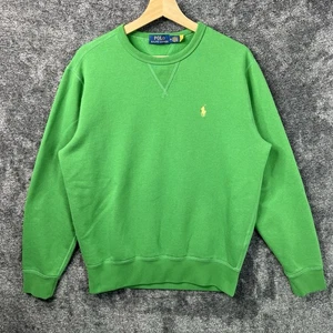 Polo Ralph Lauren Pullover Fleece Crewneck Sweatshirt Green Men’s Medium Preppy - Picture 1 of 8