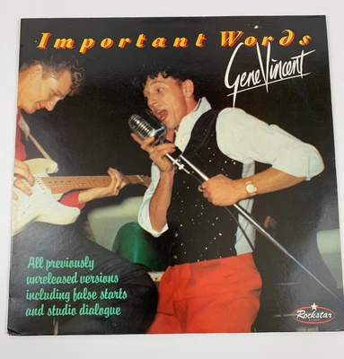 GENE VINCENT - IMPORTANT WORDS - ORIGINAL VINYL ALBUM - 1989. - Image 1 of 3