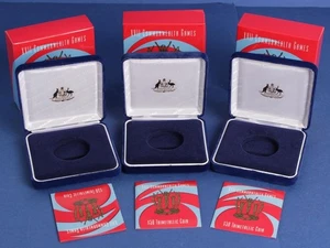 Australia: 2002 Commonwealth Games Tri-metal $50 coin cases (3), 1 no cert - Picture 1 of 2