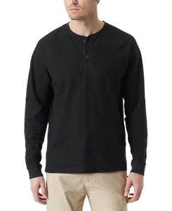 Bass Outdoor Herren Classic Fit Langarm Henley Hemd Medium Schwarz Thermo - M - Bild 1 von 1