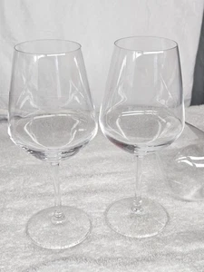 Vintage Handblown Clear Stemmed Wine Glass Goblets 8.25" Tall Set Of 4 - Picture 1 of 4