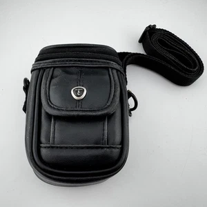 ICON Digital Camera Case Black Faux Leather Protective Padded Lined 5 x 4 x 2.5 - Picture 1 of 10