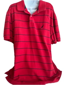 Camisa Polo Nautica Para Hombre 2XL Roja con Rayas Azul Oscuro Manga Corta Calce Clásico Algodón - Imagen 1 de 6