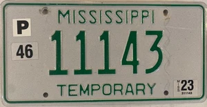MISSISSIPPI DRIVE OUT TRIPLE DIGIT 1 111 TEMPORÄR Nummernschild Repeating 43 - Bild 1 von 7