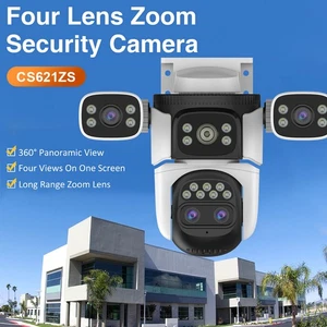 3-Lens Outdoor Security Camera 360° WiFi Surveillance Camera With AI Human TGAH - Picture 1 of 12
