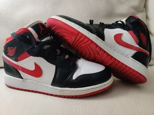 Nike Air Jordan 1 Mid GS shoes White Black Red Youth Sz 4.5 Womens 6 DJ4695-122 - Picture 1 of 10