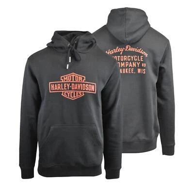 Sudadera con capucha para hombre Harley-Davidson negra lata de aceite barra y protector pulóver (S02) Foto 1 de 4