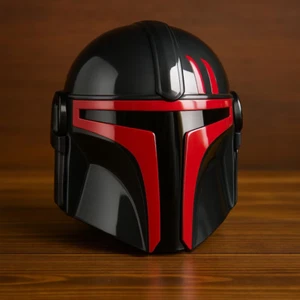 Mandalorian Warrior Helmet | 18G Steel with Glossy Black-Red Finish & Twin Claw - Picture 1 of 10